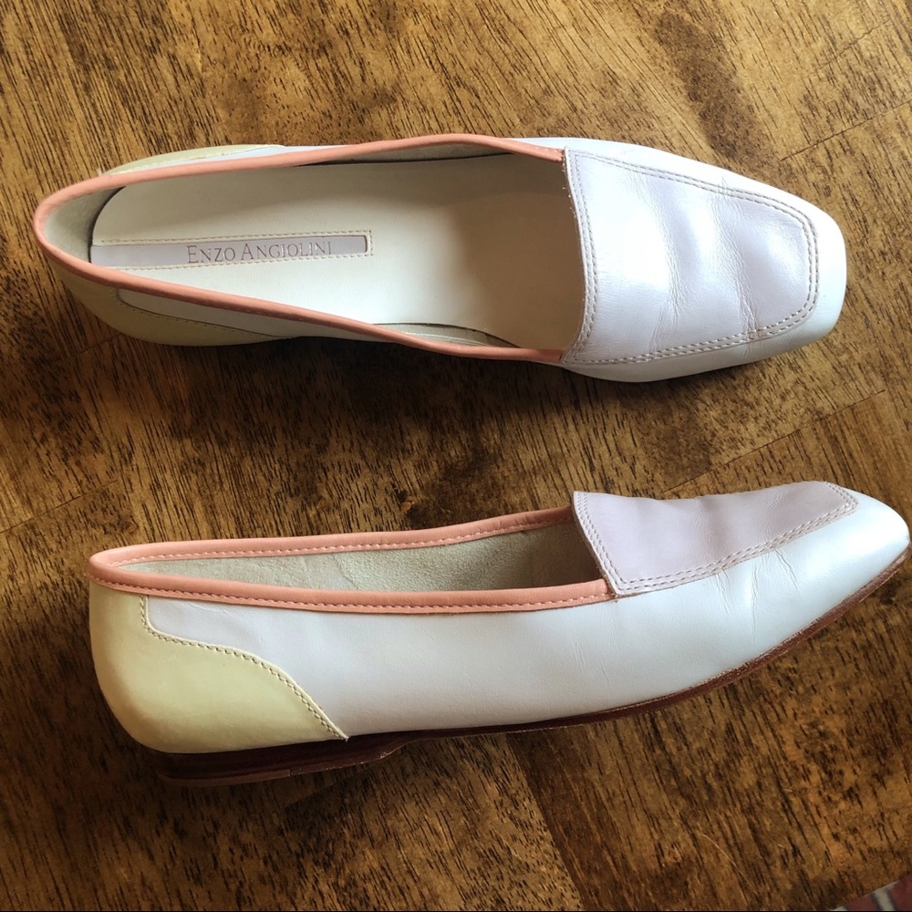 Leather Pastel Color-blocked Flats